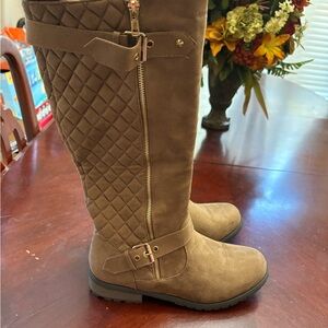 Quilted Tall Boots in Tan